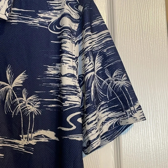 Favant Hawaii men’s blue and white Hawaiian polo shirt size medium - Picture 3 of 8